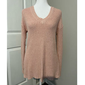 Women's Soft Surroundings Blush Pink V‎ Neck Long Sleeve Sweater Size X-Small
